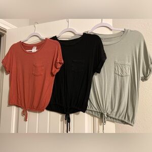 3/$15 No Boundaries Coral & Black Crop Top Set of 3